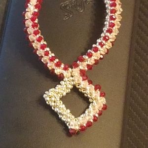 Handmade seed bead and crystal necklace